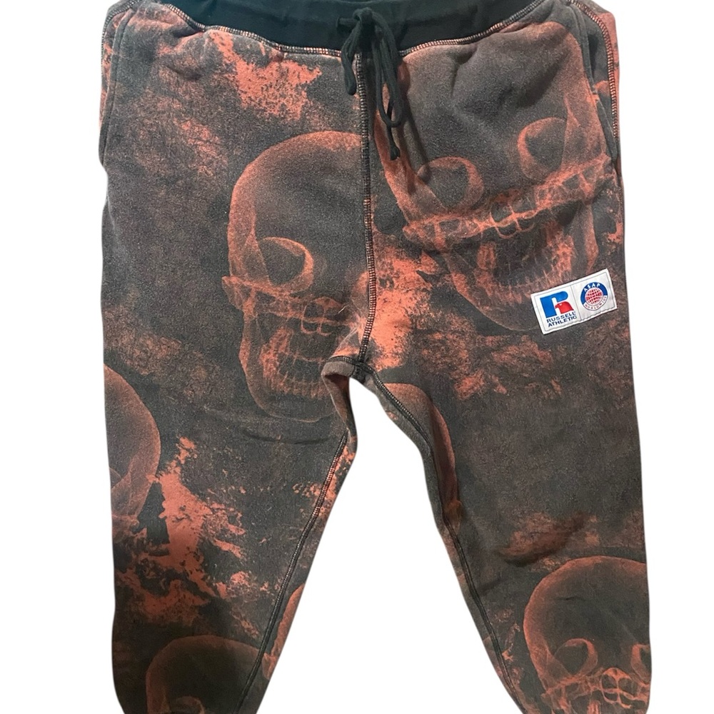 Russell Athletic MensSkull Print Joggers - Black and Orange